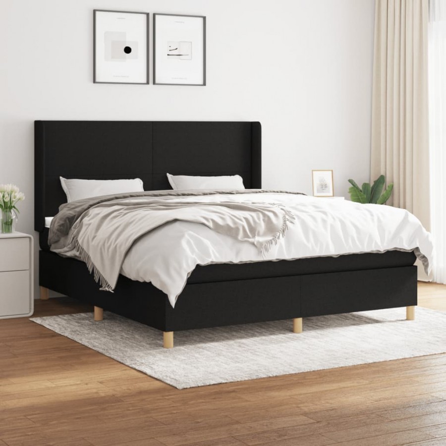 Cadre de lit avec matelas Noir 160x200 cm Tissu