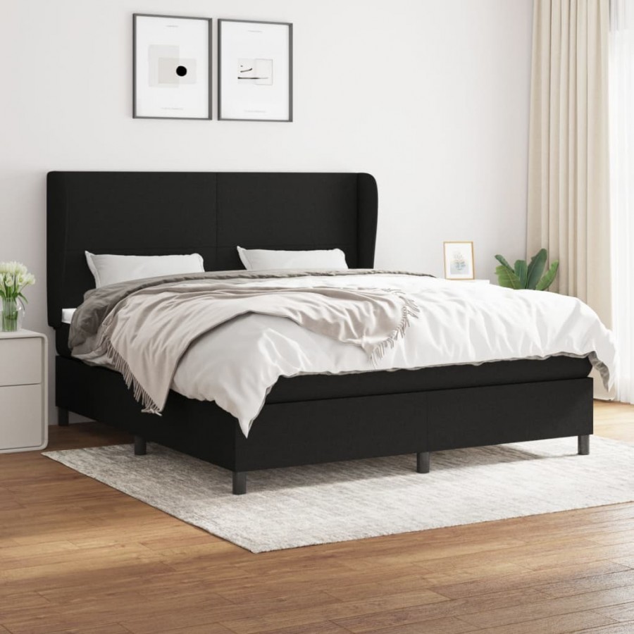 Cadre de lit avec matelas Noir 160x200 cm Tissu