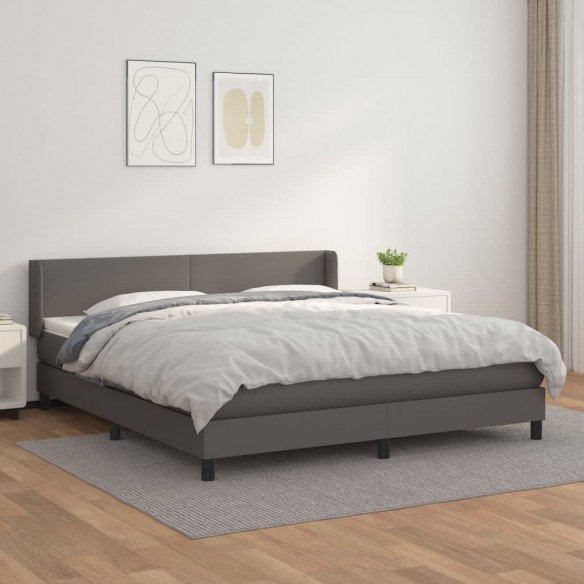 Cadre de lit avec matelas Gris 160x200 cm Similicuir