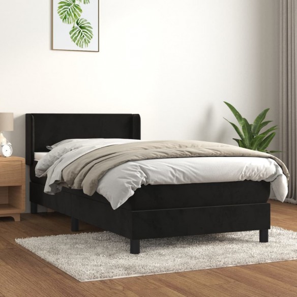 Cadre de lit avec matelas Noir 90x190 cm Velours