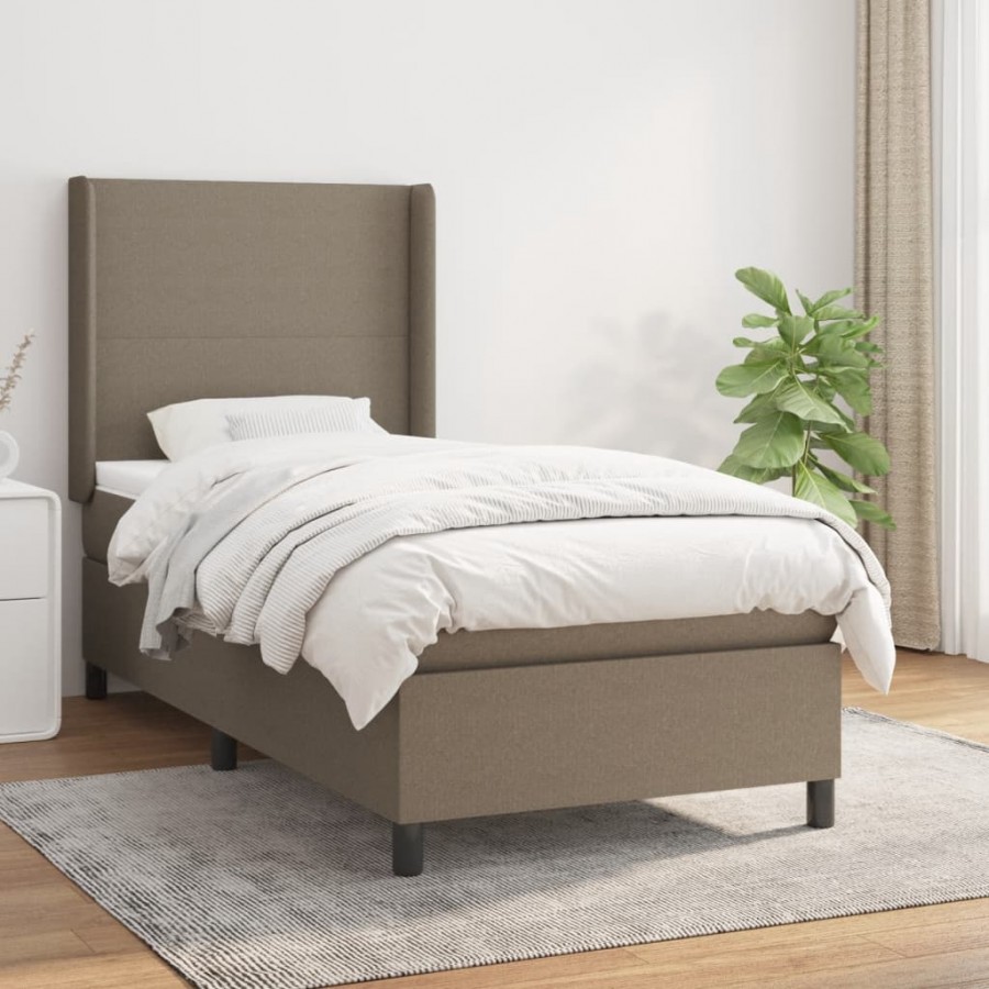 Cadre de lit avec matelas Taupe 90x190 cm Tissu