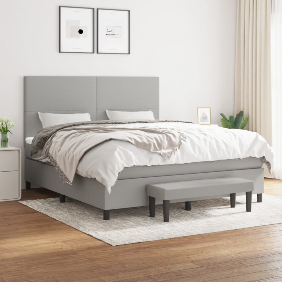 Cadre de lit avec matelas Gris clair 180x200cm Tissu