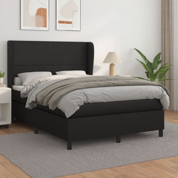 Cadre de lit avec matelas Noir 140x200 cm Similicuir