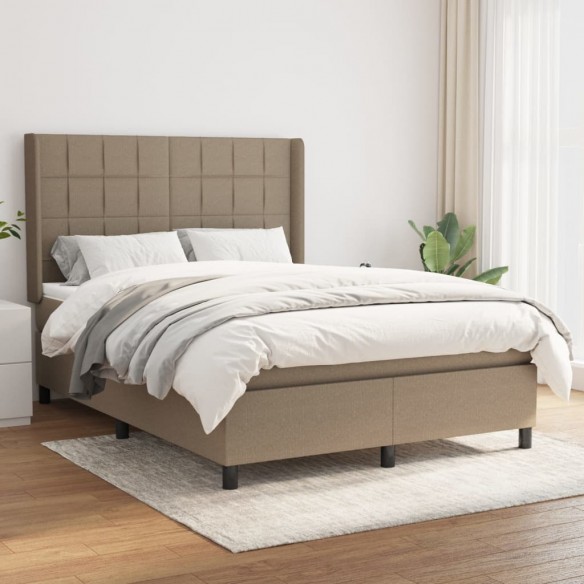 Cadre de lit avec matelas Taupe 140x190 cm Tissu