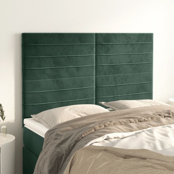 Têtes de lit 4 pcs Vert foncé 72x5x78/88 cm Velours