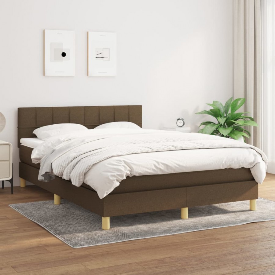 Cadre de lit avec matelas Marron foncé 140x200 cm