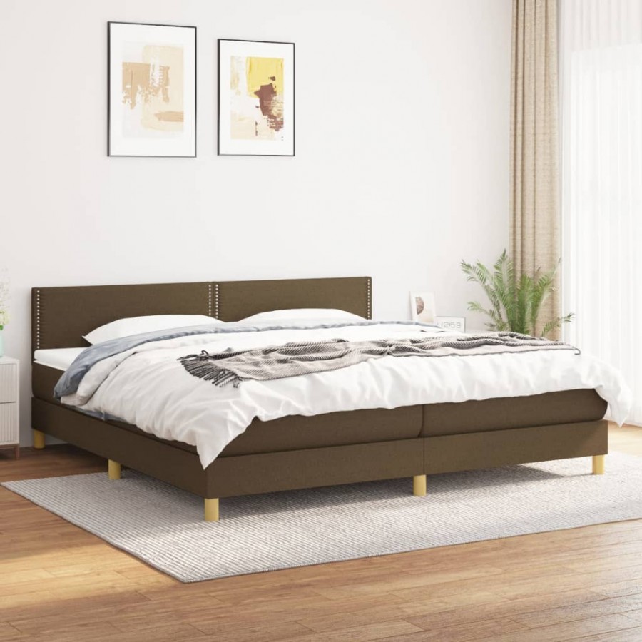 Cadre de lit avec matelas Marron foncé 200x200 cm