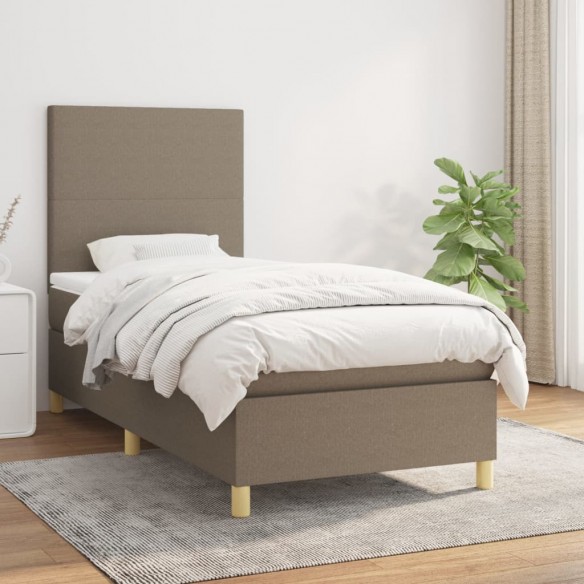 Cadre de lit avec matelas Taupe 90x200 cm Tissu