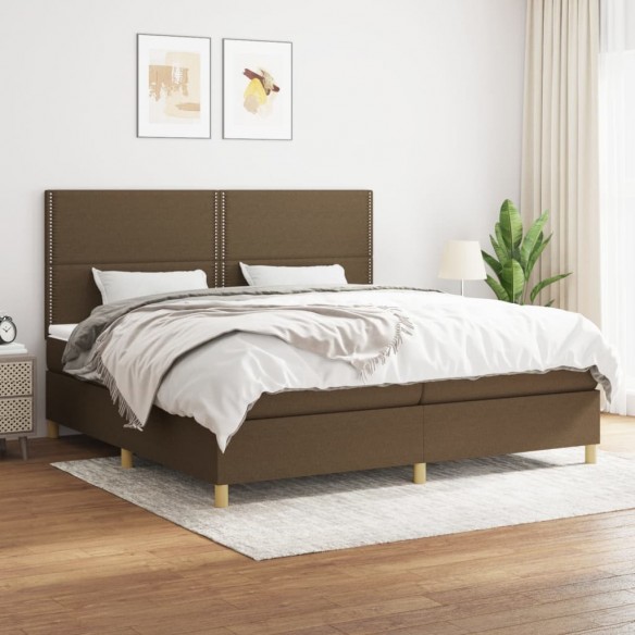 Cadre de lit avec matelas Marron foncé 200x200 cm