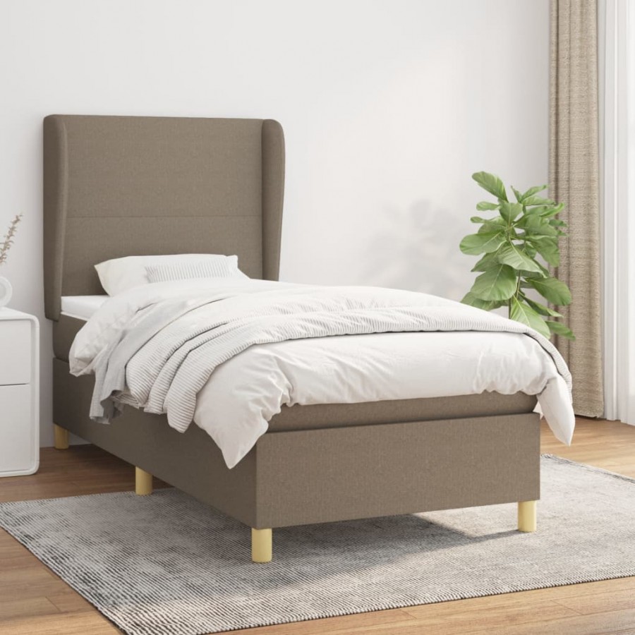 Cadre de lit avec matelas Taupe 90x190 cm Tissu