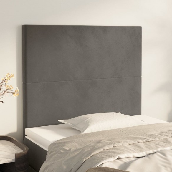 Têtes de lit 2 pcs Gris foncé 90x5x78/88 cm Velours