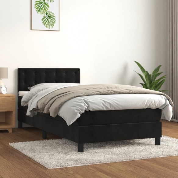 Cadre de lit avec matelas Noir 90x190 cm Velours