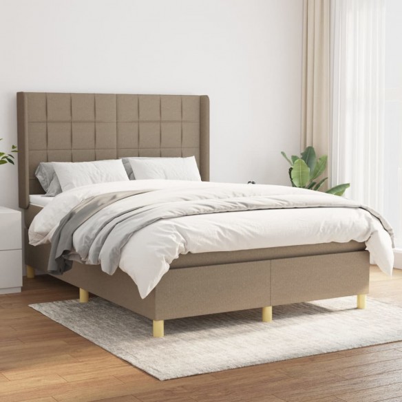 Cadre de lit avec matelas Taupe 140x200 cm Tissu