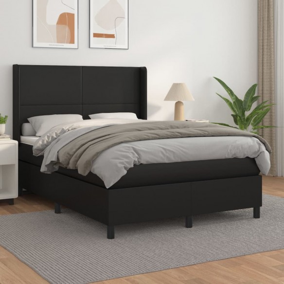 Cadre de lit avec matelas Noir 140x200 cm Similicuir