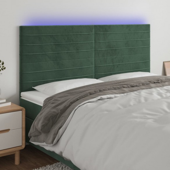 Tête de lit à LED Vert foncé 200x5x118/128 cm Velours