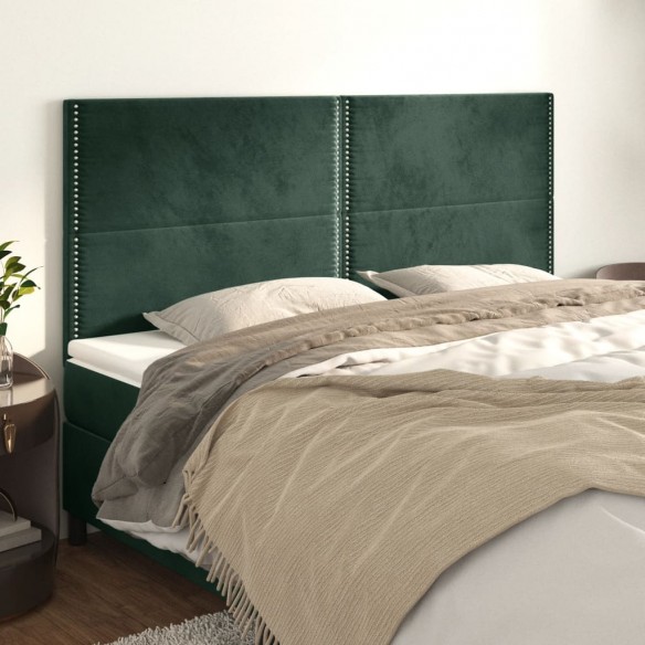 Têtes de lit 4 pcs Vert foncé 90x5x78/88 cm Velours