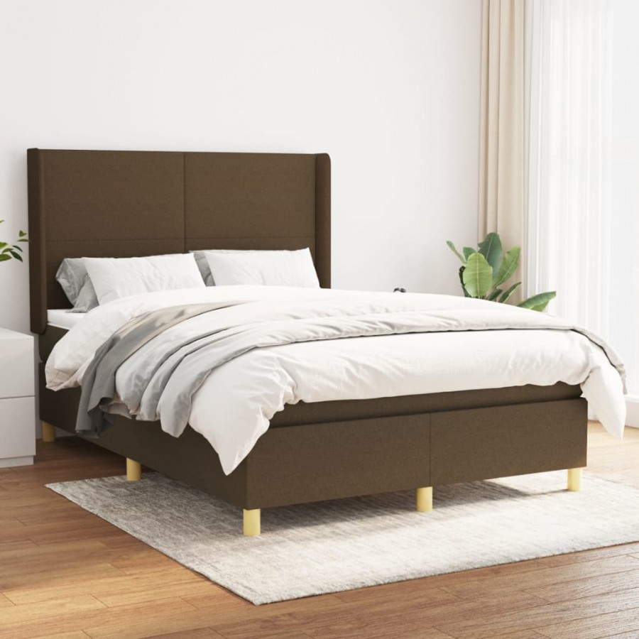 Cadre de lit avec matelas Marron foncé 140x190 cm