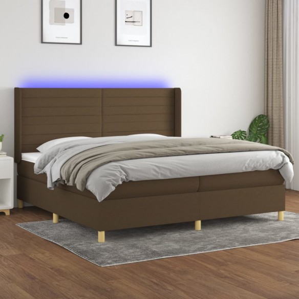 Cadre de lit matelas et LED Marron foncé 200x200 cm