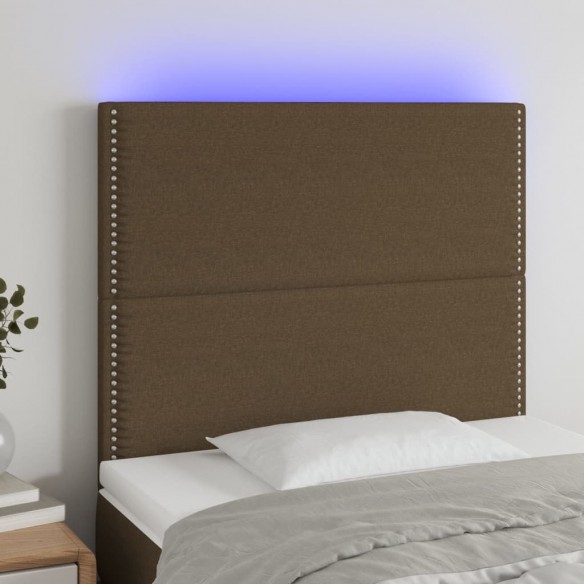 Tête de lit à LED Marron foncé 100x5x118/128 cm Tissu