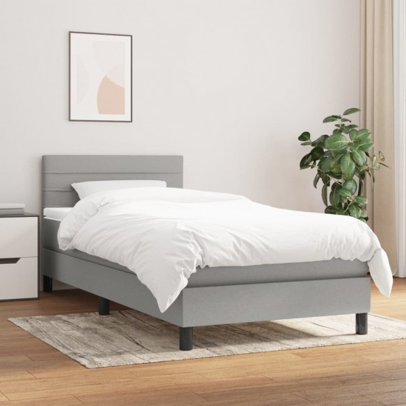 Cadre de lit et matelas Gris clair 90x190 cm Tissu