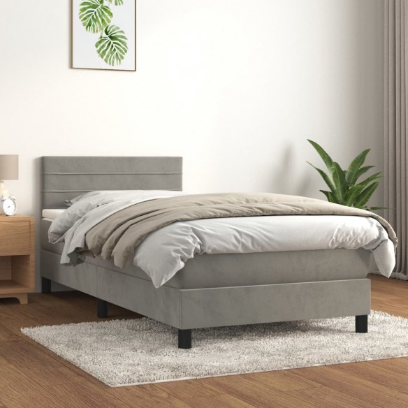 Cadre de lit et matelas Gris clair 80x200 cm Velours