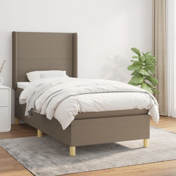 Cadre de lit avec matelas Taupe 90x200 cm Tissu