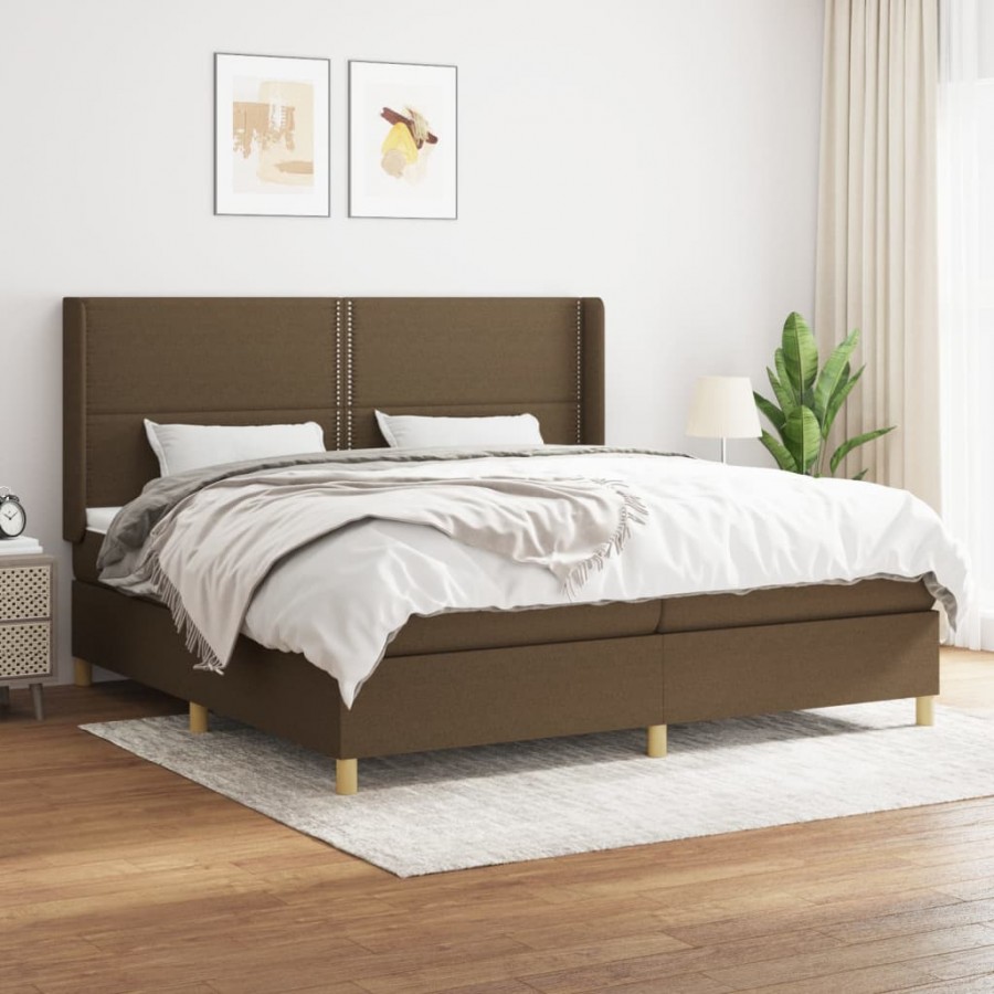 Cadre de lit avec matelas Marron foncé 200x200 cm