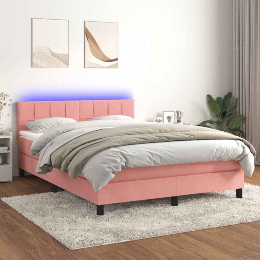 Cadre de lit avec matelas et LED Rose 140x200 cm