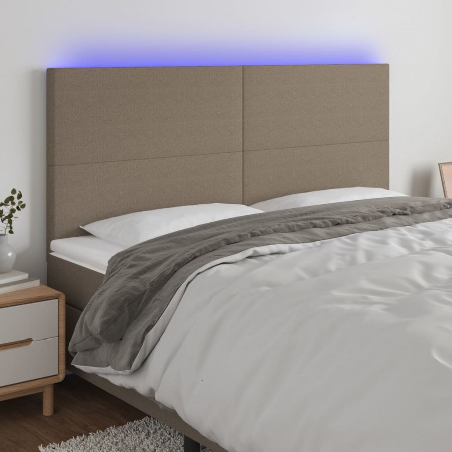 Tête de lit à LED Taupe 180x5x118/128 cm Tissu