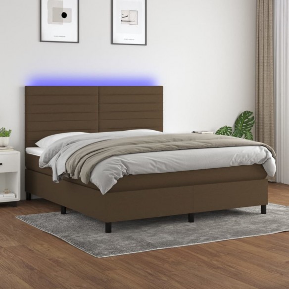 Cadre de lit matelas et LED Marron foncé 180x200 cm