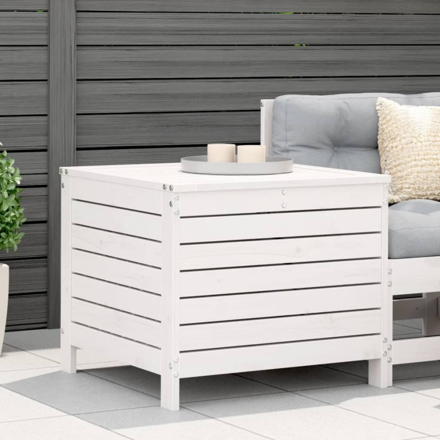 Repose-pied de jardin blanc 62x63,5x53,5 cm bois de pin massif