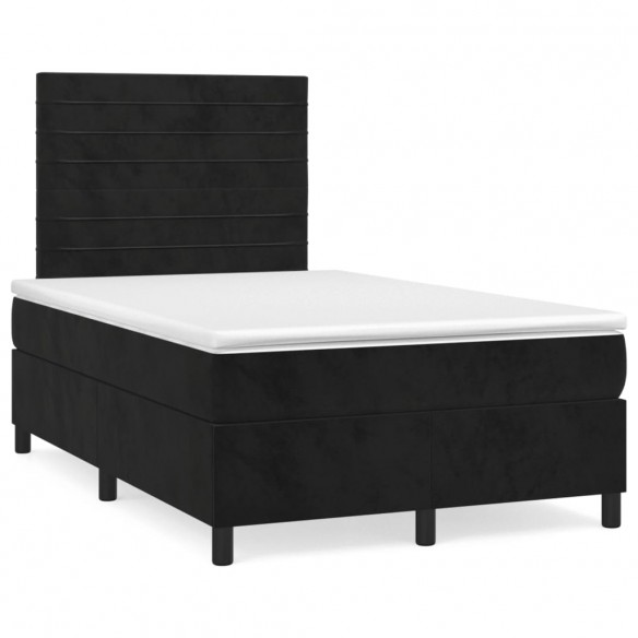 Cadre de lit et matelas LED noir 120x190 cm velours