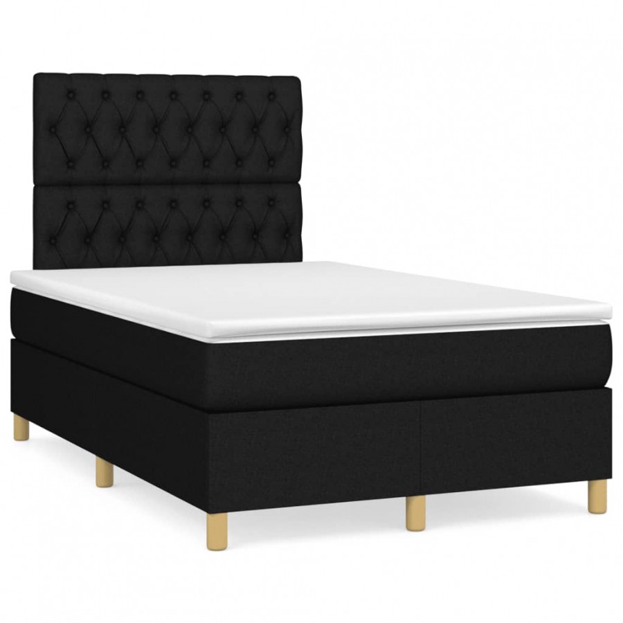 Cadre de lit matelas et LED noir 120x190 cm tissu