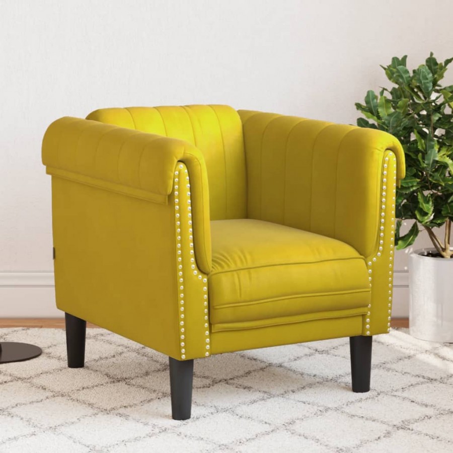 Fauteuil jaune velours