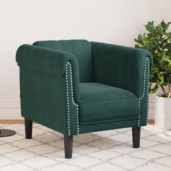 Fauteuil vert foncé velours