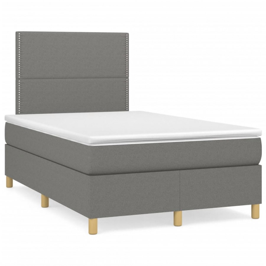 Cadre de lit matelas LED gris foncé 120x190 cm tissu