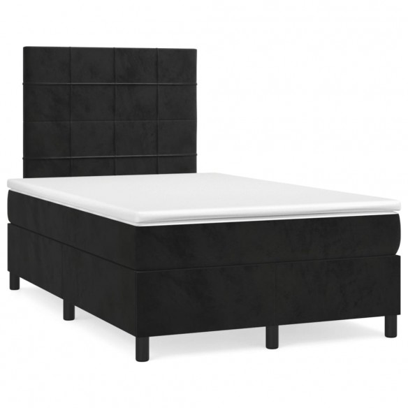 Cadre de lit et matelas LED noir 120x190 cm velours