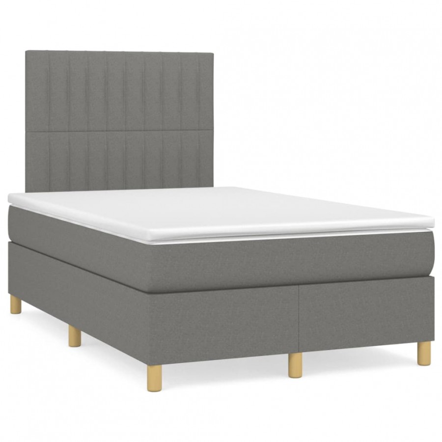 Cadre de lit matelas LED gris foncé 120x190 cm tissu