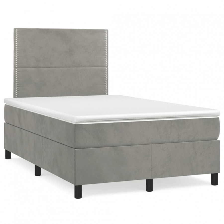 Cadre de lit avec matelas LED gris clair 120x190 cm