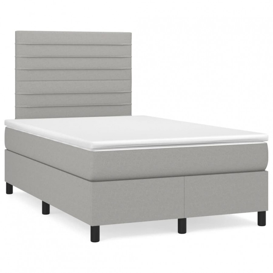 Cadre de lit matelas LED gris clair 120x190 cm tissu