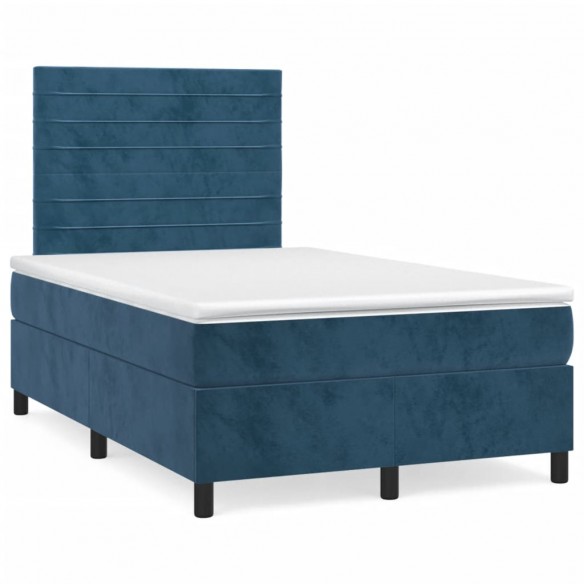 Cadre de lit avec matelas LED bleu foncé 120x190 cm