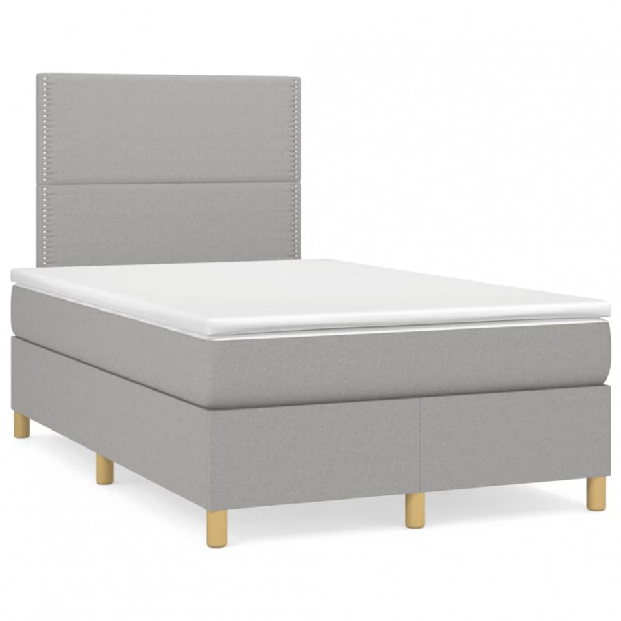 Cadre de lit matelas LED gris clair 120x190 cm tissu