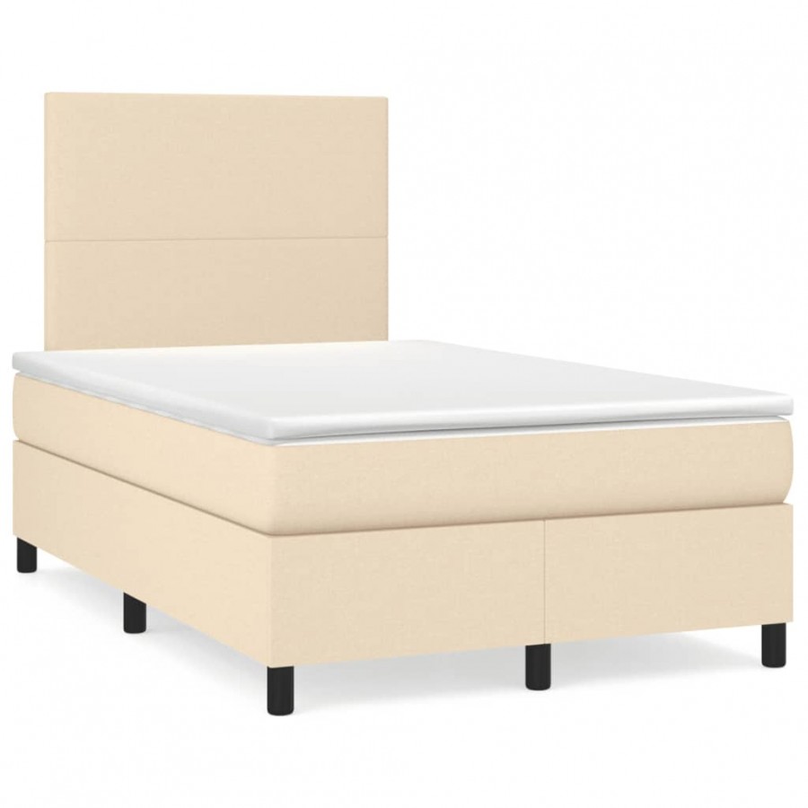 Cadre de lit matelas et LED crème 120x190 cm tissu