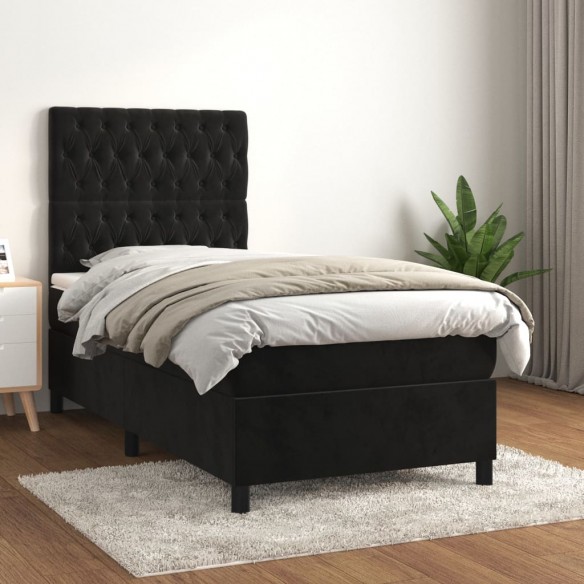 Cadre de lit et matelas Noir 80x200 cm Velours