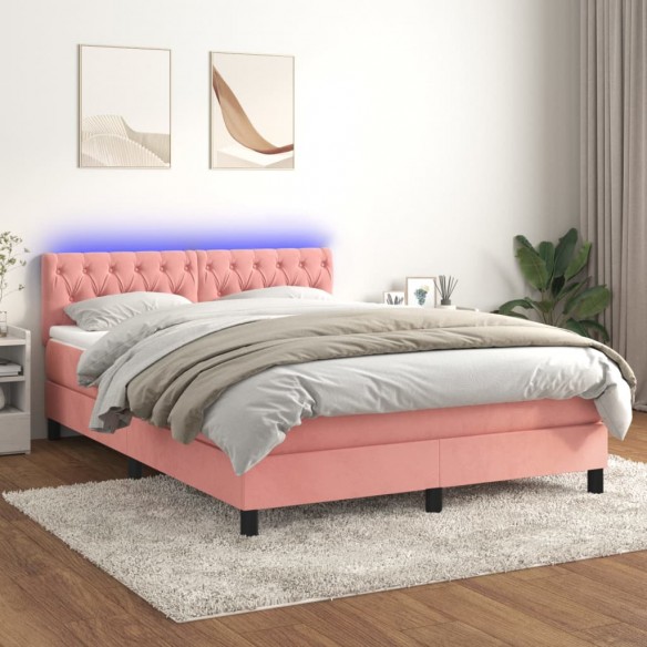 Cadre de lit avec matelas et LED Rose 140x190 cm