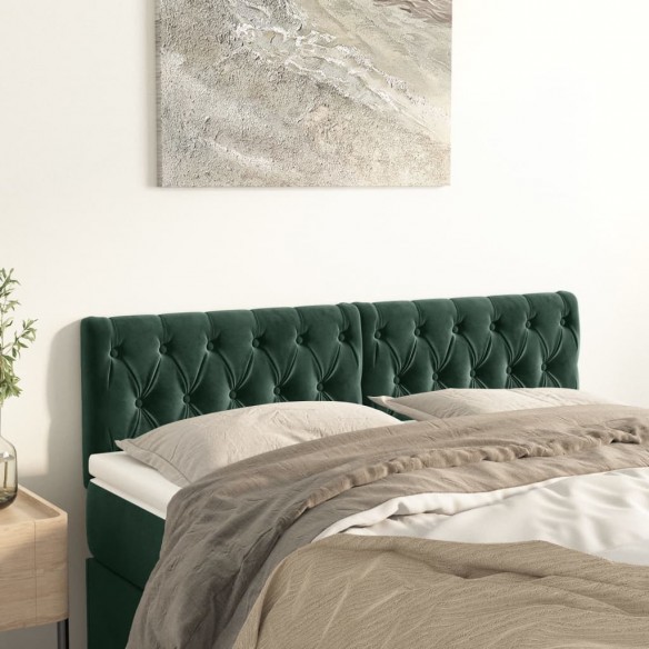 Têtes de lit 2 pcs Vert foncé 80x7x78/88 cm Velours