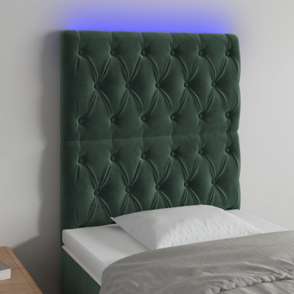 Tête de lit à LED Vert foncé 80x7x118/128 cm Velours