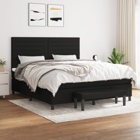 Cadre de lit avec matelas Noir 160x200 cm Tissu