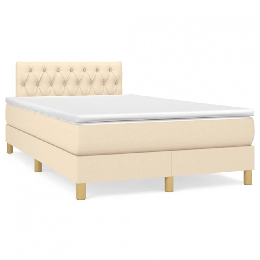 Cadre de lit matelas et LED crème 120x190 cm tissu