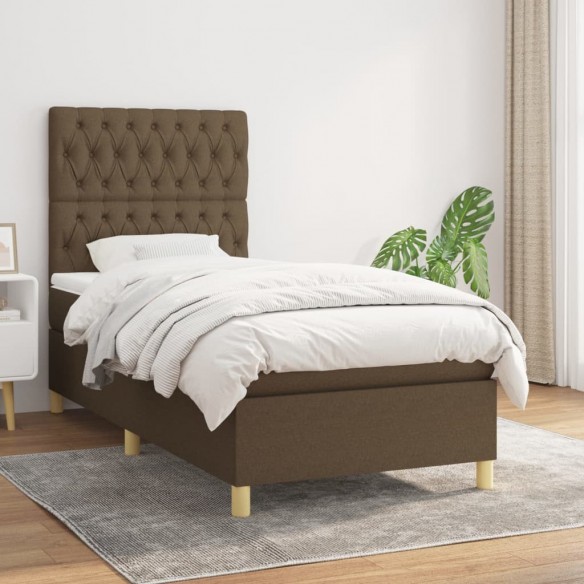 Cadre de lit avec matelas Marron foncé 100x200 cm